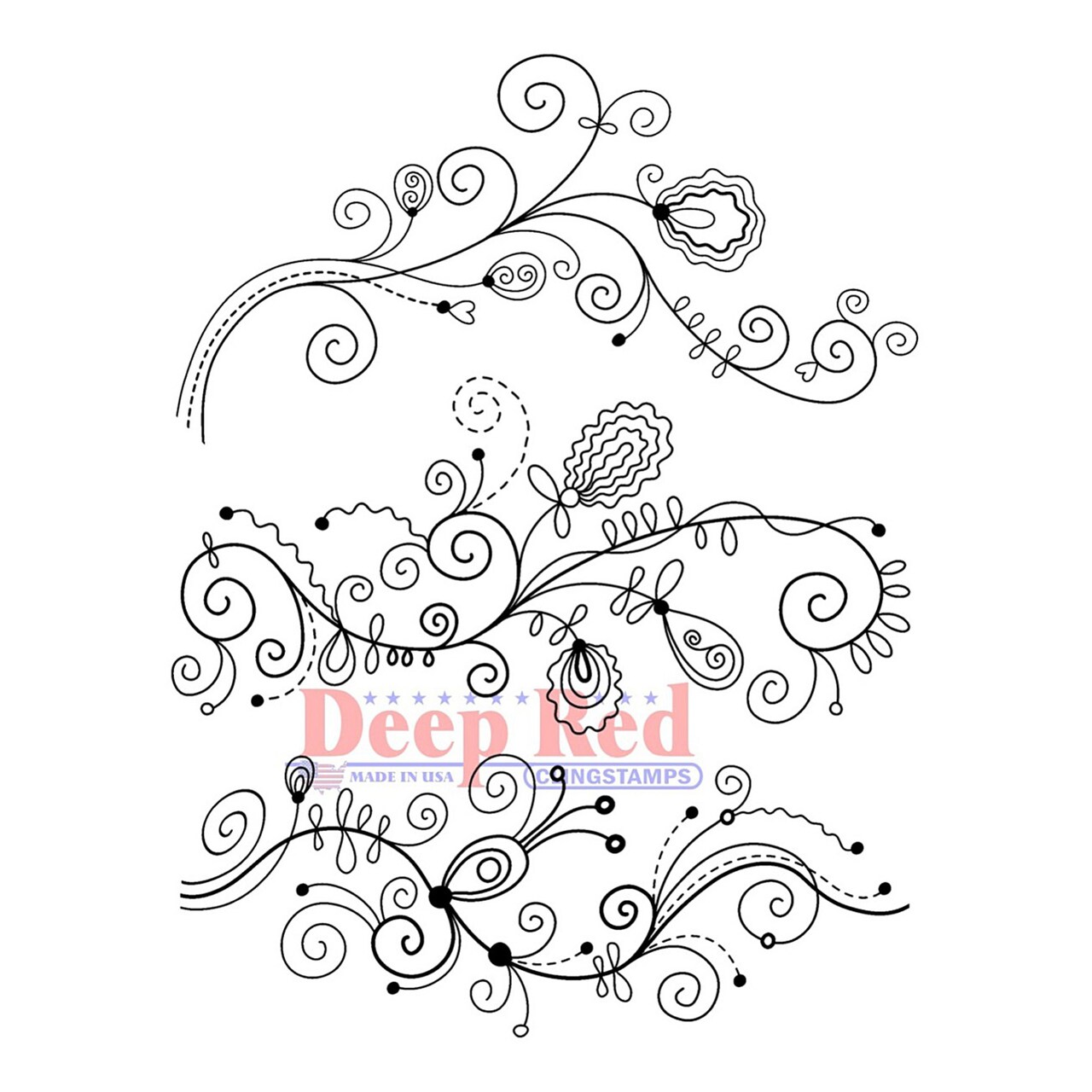 Deep Red Stamps Doodle Borders Rubber Cling Stamp Set 3 x 4 inches
